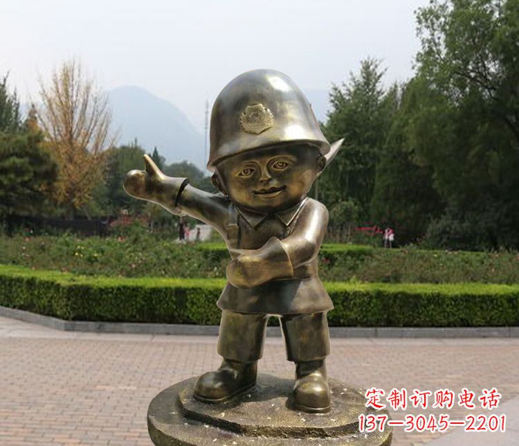 绵阳铜雕儿童交通警察