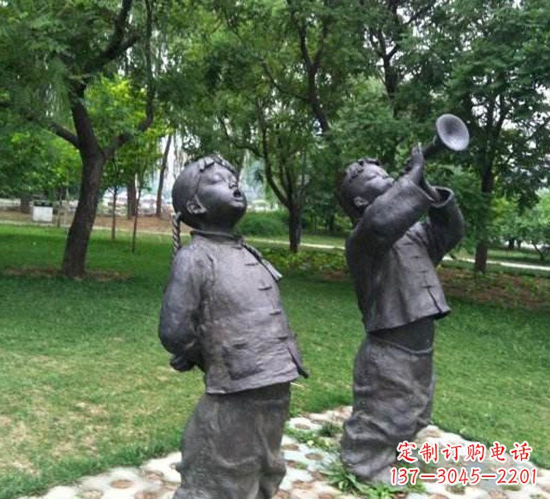 绵阳铜雕儿童吹唢呐