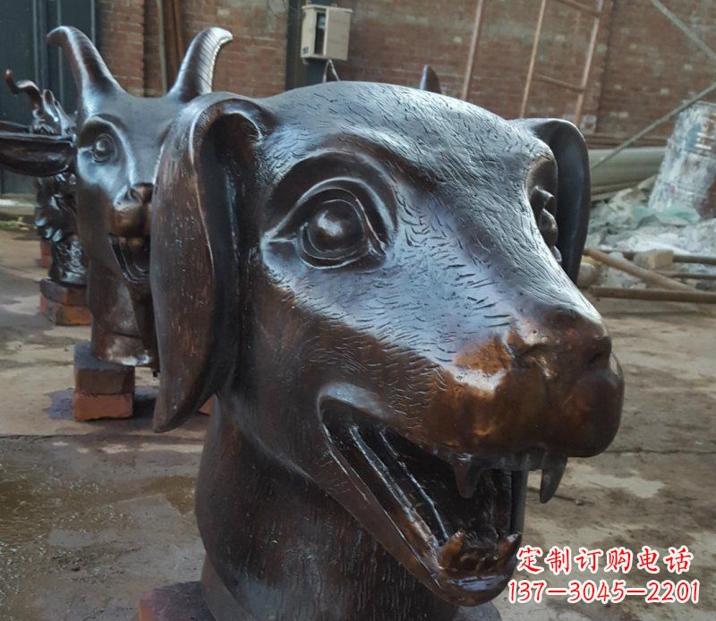 绵阳铜雕广场生肖动物头像装饰摆件