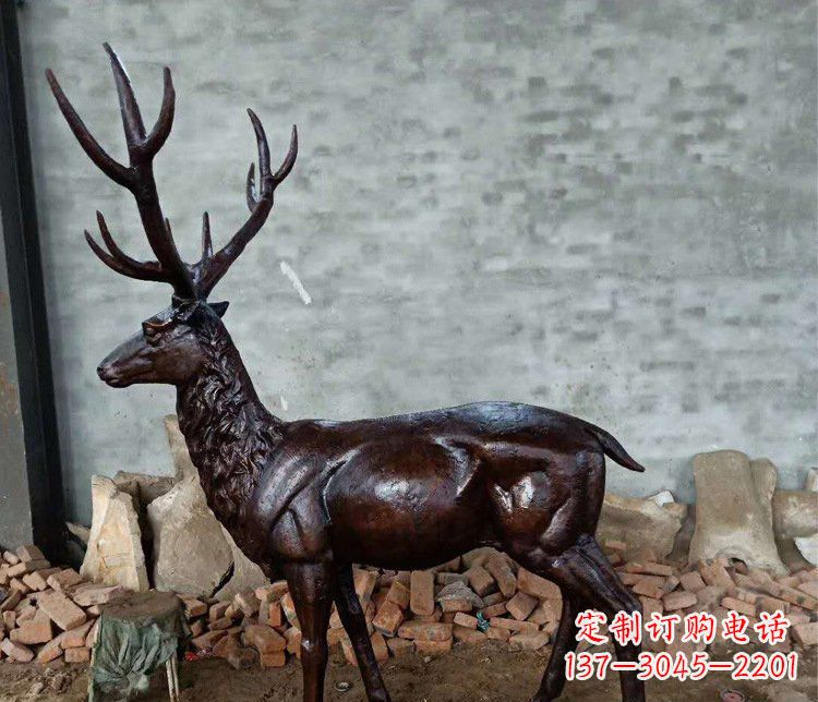 绵阳铜雕户外公园动物雕塑鹿摆件