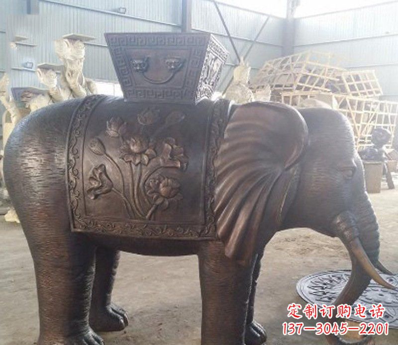 绵阳铜雕吉祥大象园林动物摆件