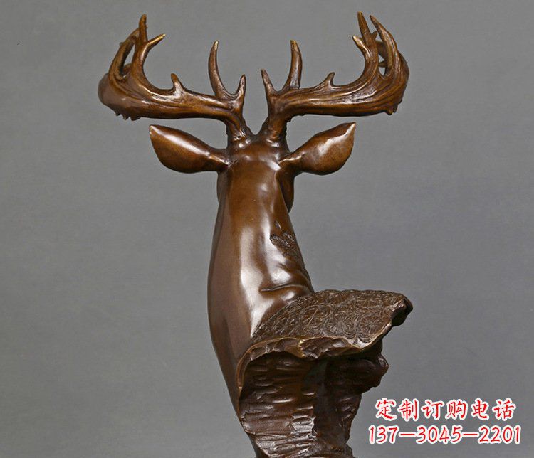 绵阳铜雕吉祥招财鹿头雕塑摆件