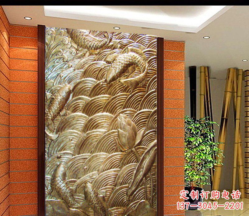 绵阳铜雕酒店锻造鲤鱼壁画景观摆件