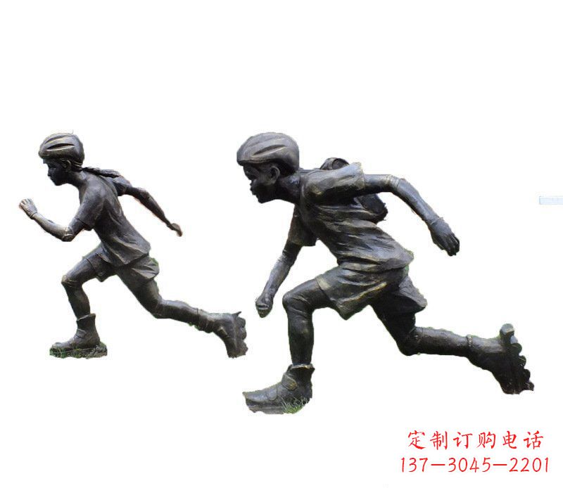 绵阳铜雕民俗溜冰儿童摆件