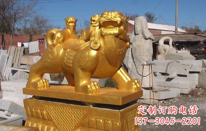 绵阳铜雕母子貔貅