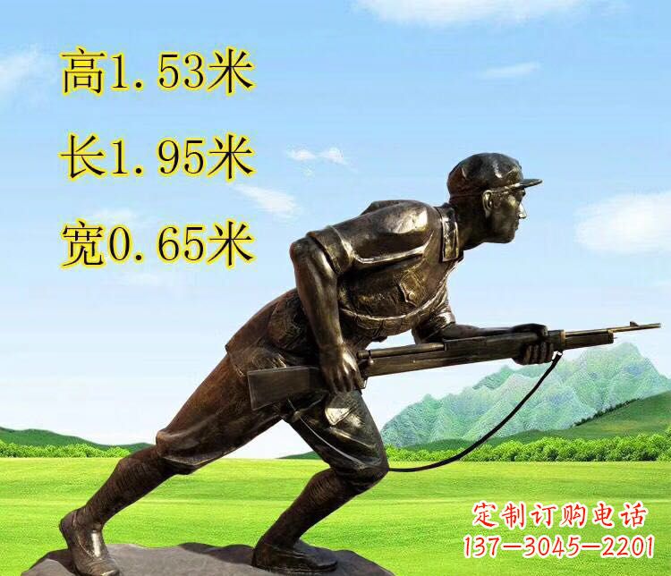 绵阳铜雕拿枪战士雕塑