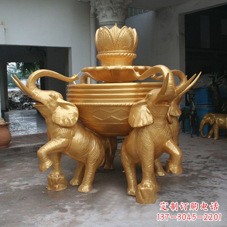 绵阳铜雕喷水大象雕塑