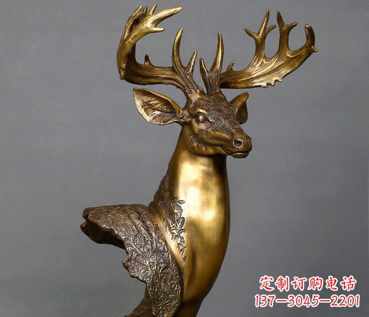 绵阳铜雕如意铜鹿头摆件