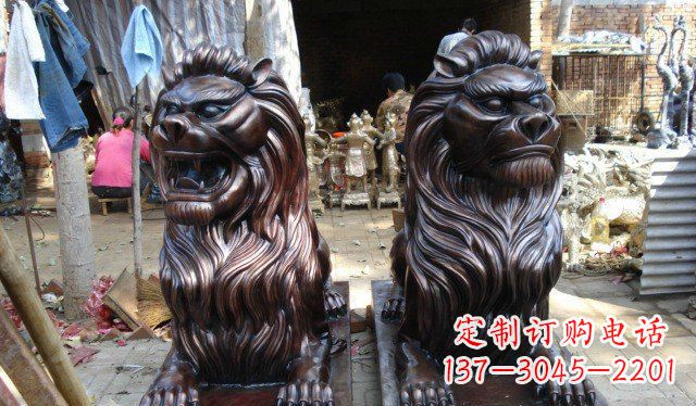 绵阳铜雕狮子公司门口雕塑 (2)