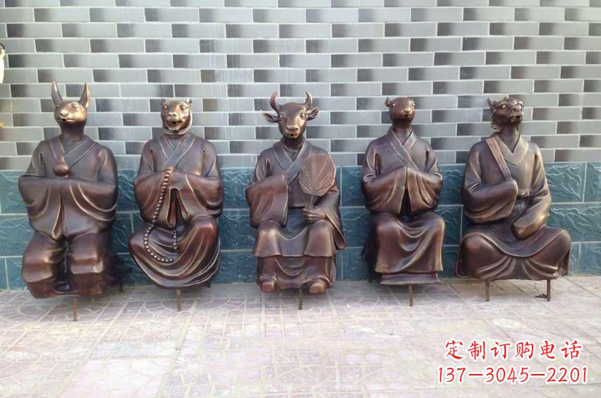 绵阳铜雕兽首人身十二生肖雕塑