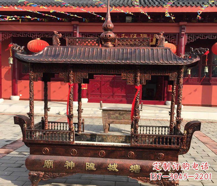 绵阳铜雕寺庙佛光普照香炉雕塑摆件
