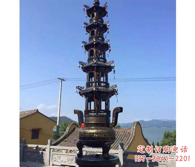 绵阳铜雕寺庙大型多层香炉