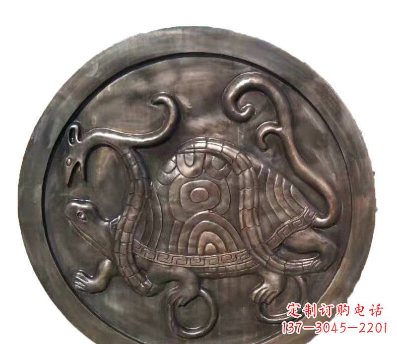 绵阳铜雕乌龟与蛇壁画摆件