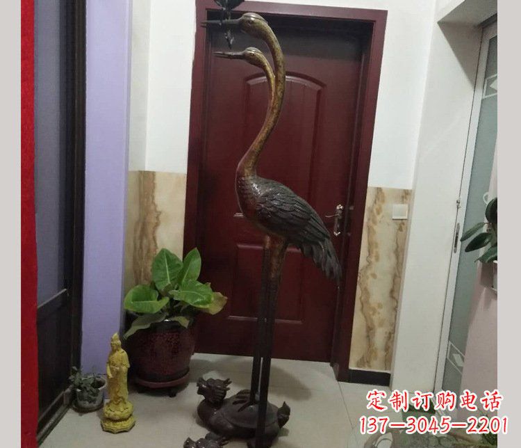 绵阳铜雕仙鹤踩龟雕塑摆件 (2)