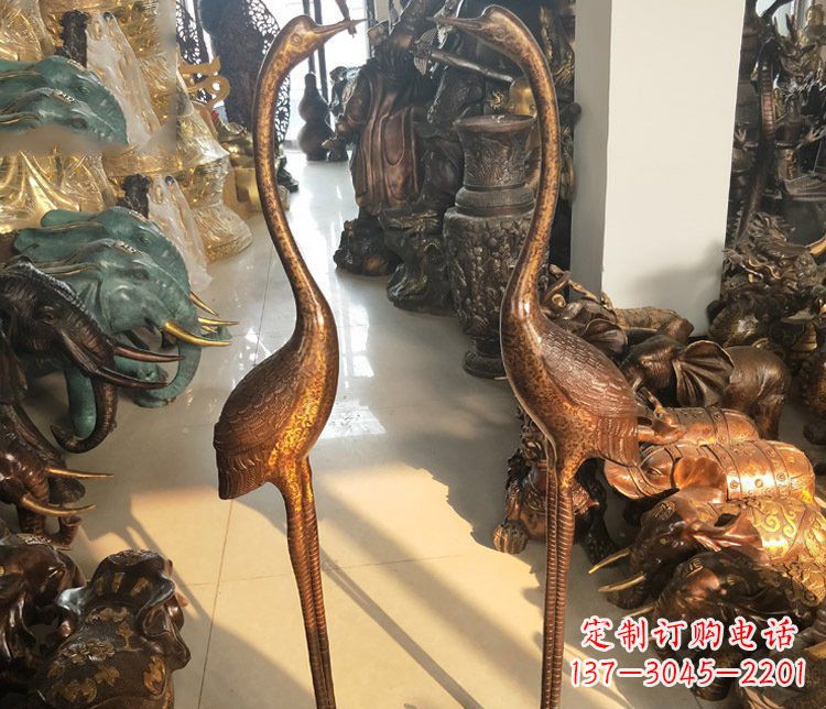 绵阳铜雕仙鹤踩龟雕塑摆件