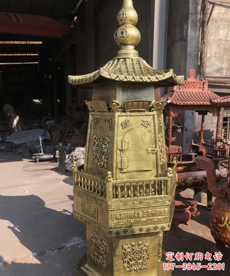 绵阳铜雕香炉塔寺庙摆件