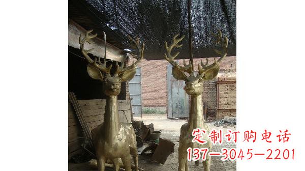 绵阳铜雕小鹿公园动物雕塑 (2)