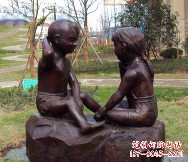 绵阳铜雕小区玩游戏儿童雕塑