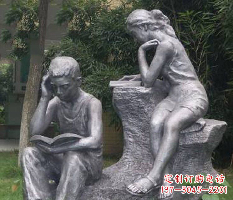 绵阳铜雕校园读书学生摆件