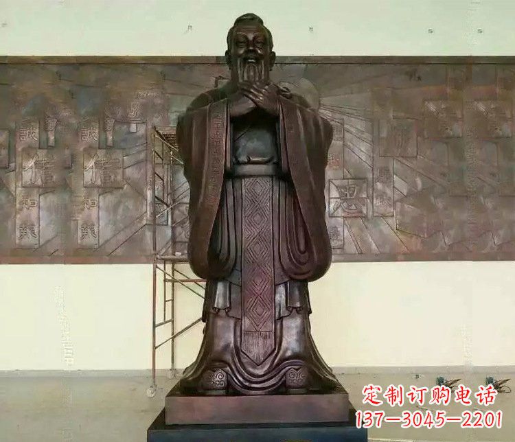 绵阳铜雕校园孔子文化雕塑摆件 (2)
