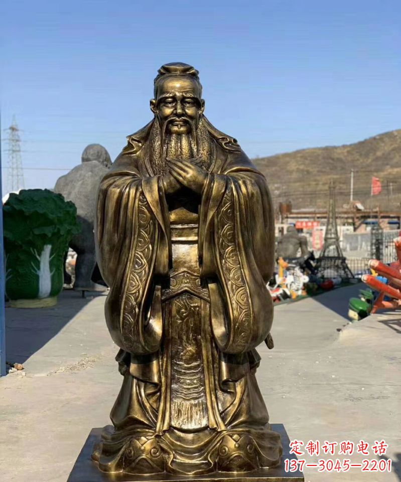 绵阳铜雕学校孔子人物雕塑