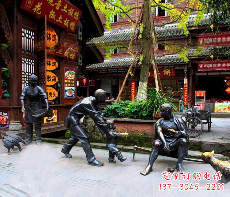 绵阳铜雕学走路儿童街道人物雕塑