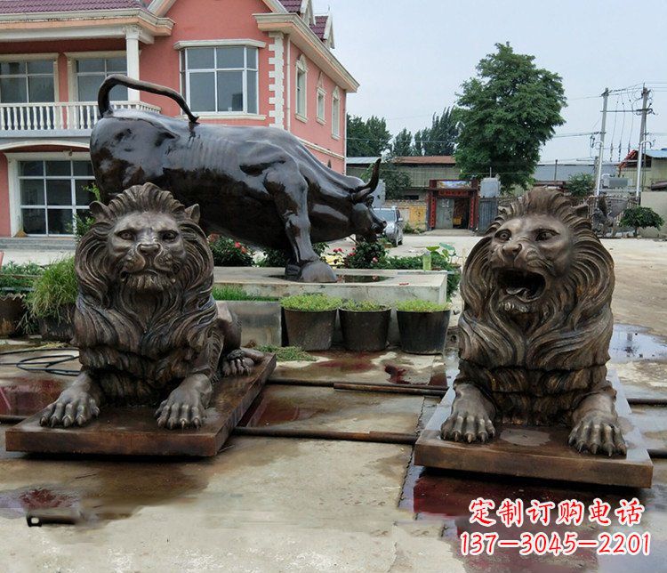 绵阳铜雕银行门口狮子雕塑摆件