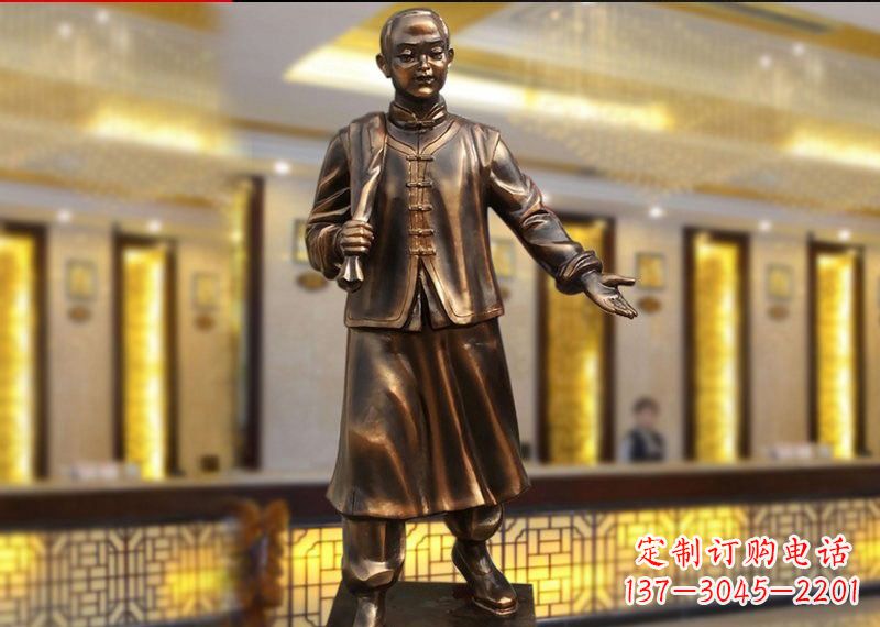 绵阳铜雕迎宾人物店小二