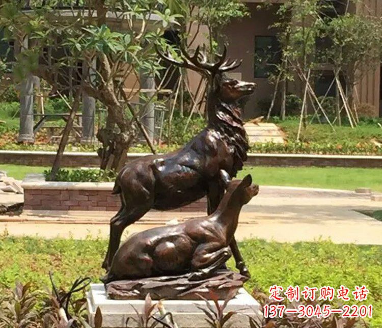 绵阳铜雕园林梅花鹿雕塑摆件