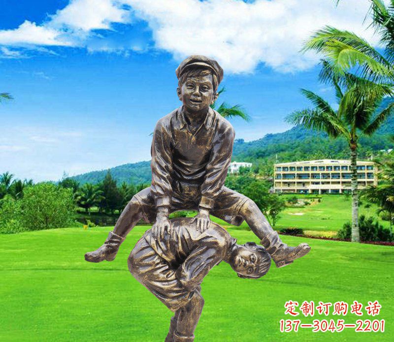 绵阳铜雕园林玩游戏儿童雕塑