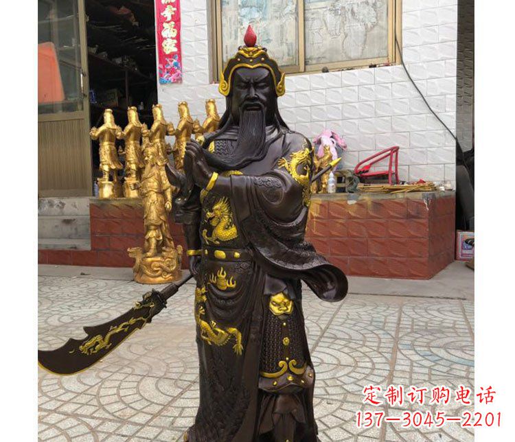 绵阳铜雕镇宅关公寺庙神像雕塑摆件 (2)