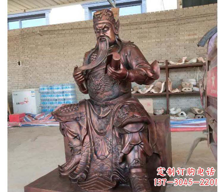 绵阳铜雕镇宅关公寺庙神像雕塑摆件 (3)