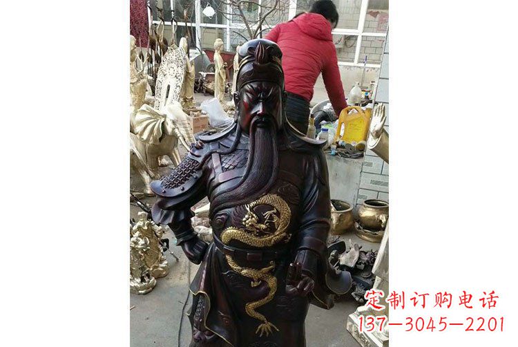 绵阳铜雕镇宅关公寺庙神像雕塑摆件 (4)