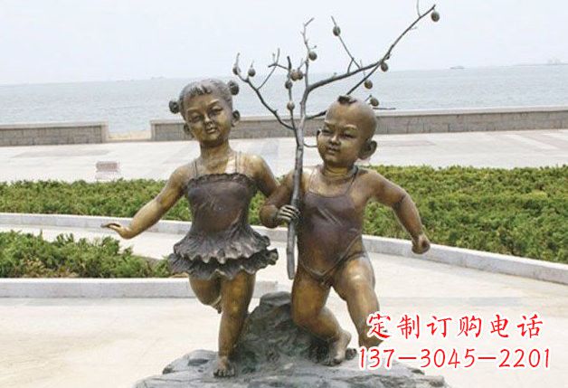 绵阳玩耍的儿童铜雕