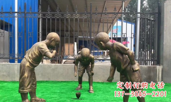 绵阳玩陀螺儿童铜雕