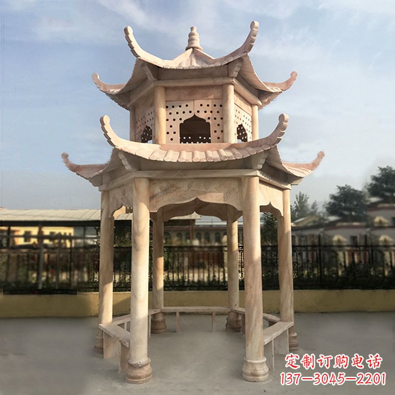 绵阳晚霞红大理石凉亭雕塑