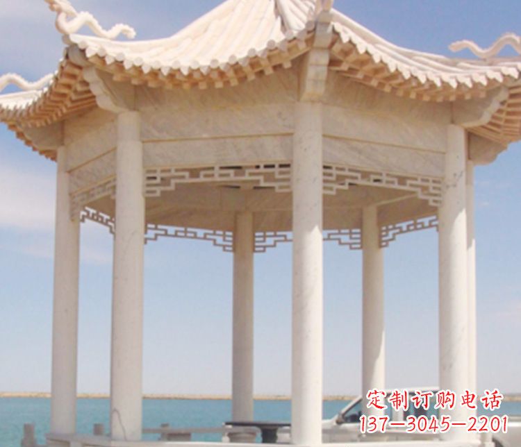 绵阳晚霞红单层凉亭石雕