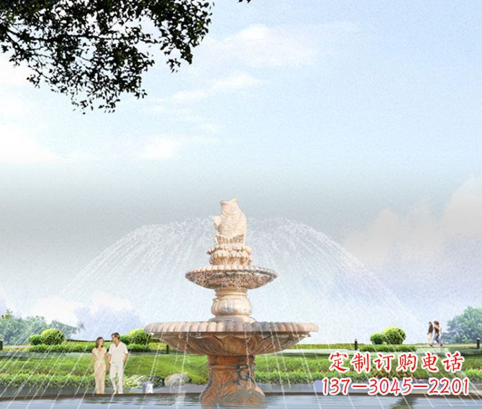 绵阳晚霞红多层大型石雕喷泉 (4)