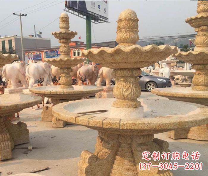 绵阳晚霞红多层大型石雕喷泉