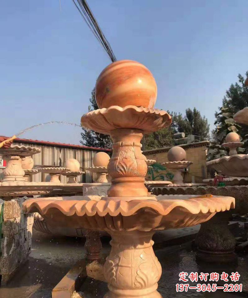 绵阳晚霞红风水球雕塑别墅庭院景观雕塑
