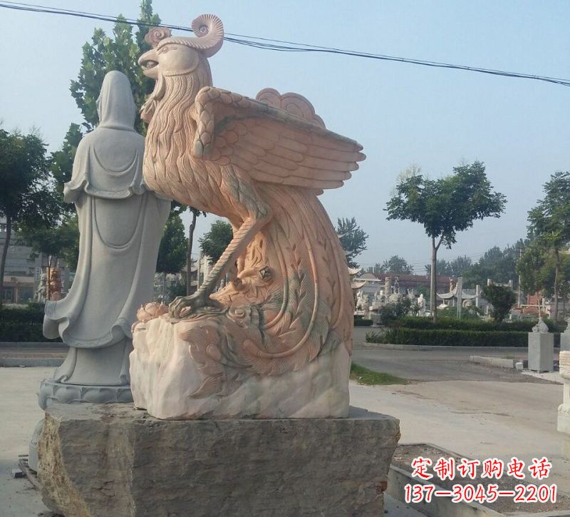 绵阳晚霞红凤凰石雕