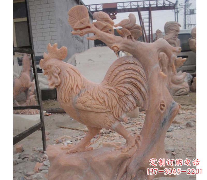 绵阳晚霞红公鸡雕塑