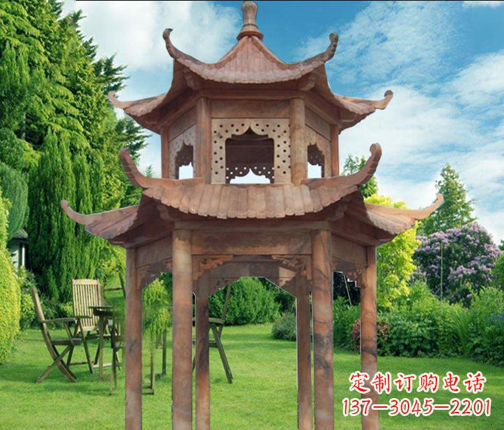 绵阳晚霞红公园建筑凉亭