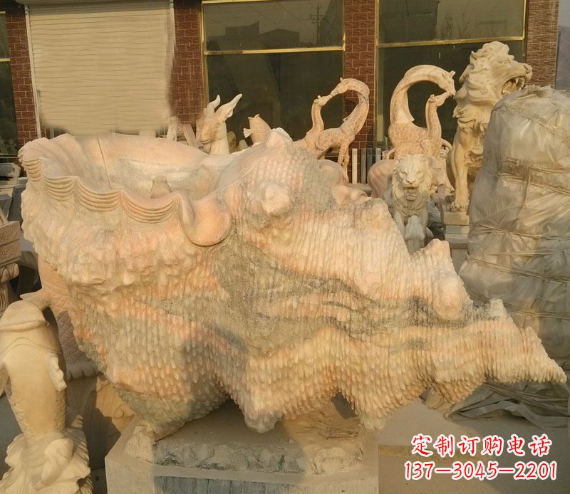 绵阳晚霞红海螺石雕
