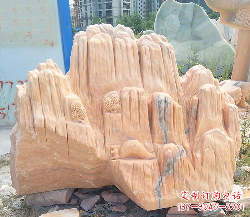 绵阳晚霞红景观假山雕塑