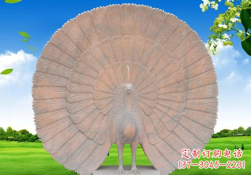 绵阳晚霞红开屏孔雀雕塑