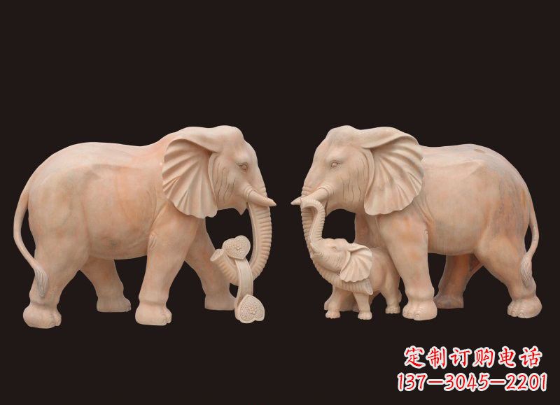 绵阳晚霞红母子大象雕塑