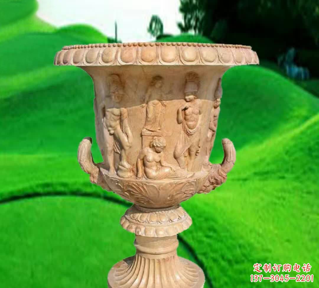 绵阳晚霞红欧式花盆石雕