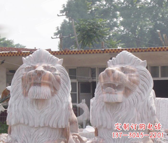 绵阳晚霞红欧式石雕狮子