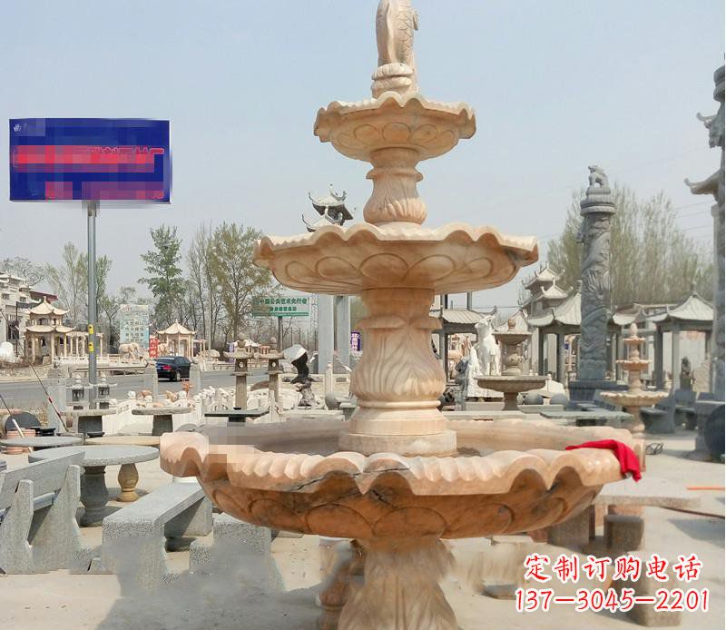 绵阳晚霞红喷泉喷水盆石雕